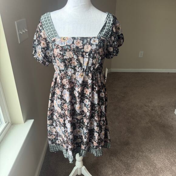 NWT SO Juniors Womens Square Neck Skater Dress M Floral Empire Cottage Flowy Y2K - Picture 1 of 12